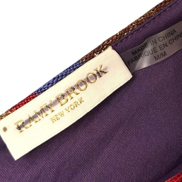 Ramy Brook Laura Knit Zigzag Metallic Tiered Mini Dress V-Neck Medium NEW - Picture 6 of 9